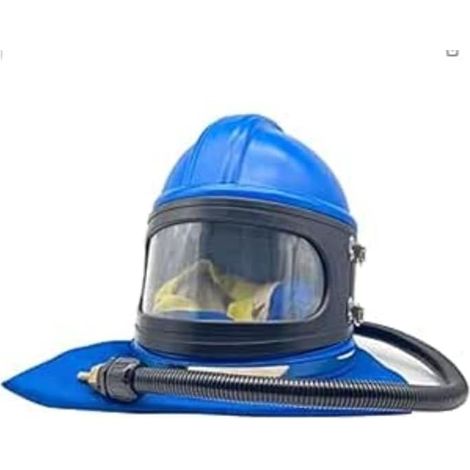 Casque de sablage Casque de sablage à Alimentation d'air sûr avec épaulière Capuchon Protecteur de sablage avec 10 pièces de lentilles extérieures pour équipement de sablage