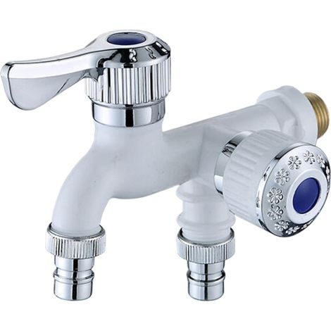 Robinet Double Sortie - Robinet Séparateur Extérieur Antigel en Plastique - Pour Gestion Facile de l'Eau en Extérieur - 1 Pièce (1/5)