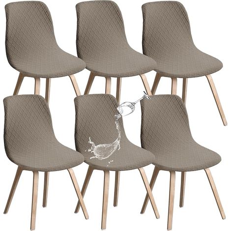 Lot de 6 Housse de Chaise Extensible,Housses de Chaise de Salle à Manger Amovible Lavables,Universel,Durable,Moderne pour Salle à Manger,Hôtel,Décor,Mariage(Taupe) (1/5)