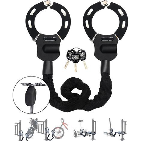 Handschellenschloss für Elektroroller, Fahrradschloss, Handschellenschloss aus gehärtetem Stahl für Xiaomi-Roller, ideal für Roller, Fahrräder und Kinderwagen (92 cm). (1/5)