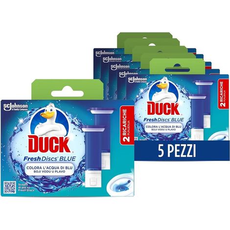 DUCK FRESH DISC SET 10 RICARICHE E 6 DISCHETTI DA WC RICARICA FRAGRANZA BLUE