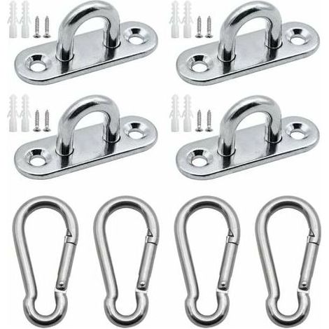 Filiyano-4 œillets M5 en acier inoxydable 304, 4 mousquetons robustes pour hamacs sous auvent, fixation murale robuste LYLM (1/5)