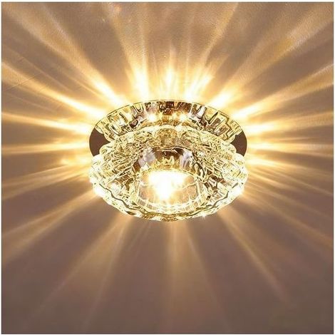 Plafonnier LED en cristal 3 W blanc chaud pour couloir et salon (1/2)