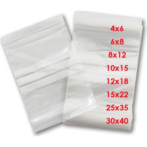 Sacs en plastique transparent avec fermeture éclair - Sacs hermétiques pour congeler les aliments, bijoux, bonbons, chocolats, accessoires ou cadeaux - Sac réutilisable avec fermeture automatique (20, (1/5)