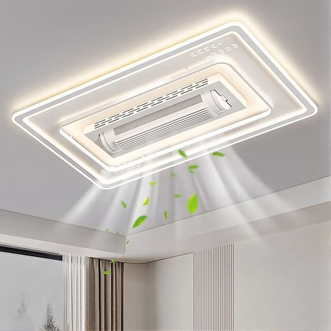 Ventilateur plafond intelligent avec éclairage télécommande Modèle encastré LED sans Intensité lumineuse 3 niveaux réglage débit d'air (Blanc)