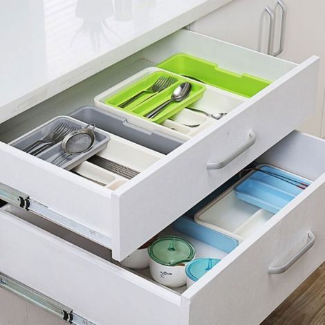 Organisateur Tiroir Cuisine - Plastique Durable - Ajustable Pour Ustensiles Et Couverts - 1 Unite (1/4)