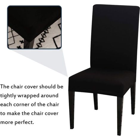 Ecleanfy - Ensemble de 4 housses de chaise élastiques, noir classique, amovibles et lavables, parfaites pour les décorations de fêtes. (1/4)