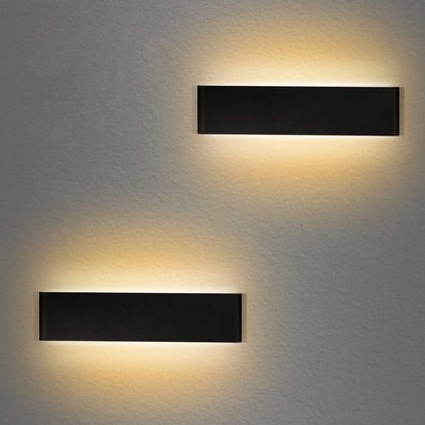 Applique Murale Interieur LED 36CM 2 Pack Lampe Murale 3000K Blanc Chaud Moderne Up Down Appliques Murales 12W Luminaire Mural pour Chambre Salon Escalier Couloir (1/5)