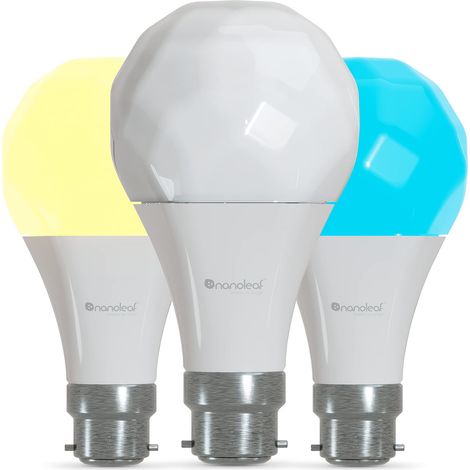 Nanoleaf Essentials 3 Lampadine LED B22 RGBW Smart e Dimmerabile - Luci Led 16M Colori Thread & Bluetooth, Funziona con Google Home Apple, Sincronia Musica e Monitor, Decorazioni Casa e Gaming (1/4)