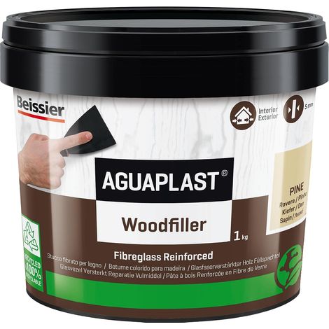 Aguaplast Woodfiller 1 kg mastic fibré prêt à l'emploi pour remplir les trous et les fissures sur bois dans une main unique sans retrait. Couleur chêne (1/5)