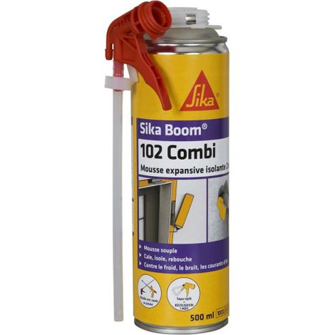 Mousse polyuréthane expansive Sika Boom 102 Combi – aérosol 500 ml – Pour espaces confinés et chantiers humides – Application précise