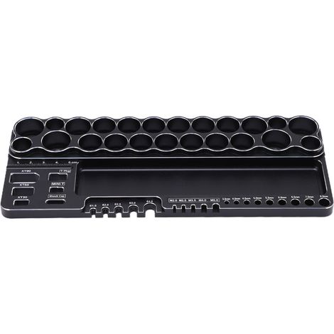 Support de rangement pour outils RC en alliage d'aluminium, organiseur de kit avec trous de fixation pour tournevis et ciseaux RC, noir (1/5)
