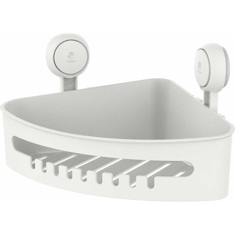 Support de douche d'angle à ventouse SANS perçage Étagère de douche amovible pour salle de bain Robuste capacité maximale de 22 lb Organisateur de caddie Étanche et résistant à l'huile Support d'angle (1/5)