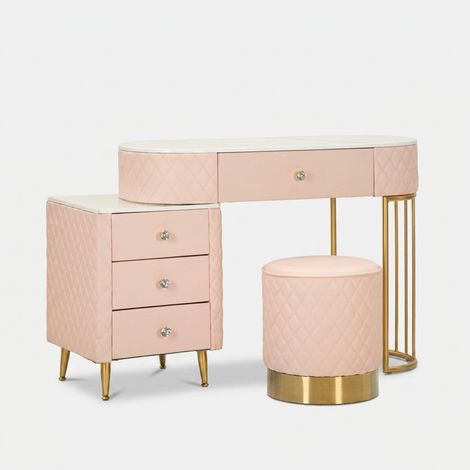 Bureau de lit sharon rose avec tabouret 120x40x75 (taille du tabouret ø36x39)