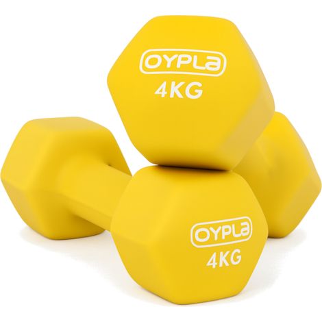 Oypla Pair of 4kg Hex Anti Roll Neoprene Non Slip Hand Dumbbells Workout Weights (1/5)