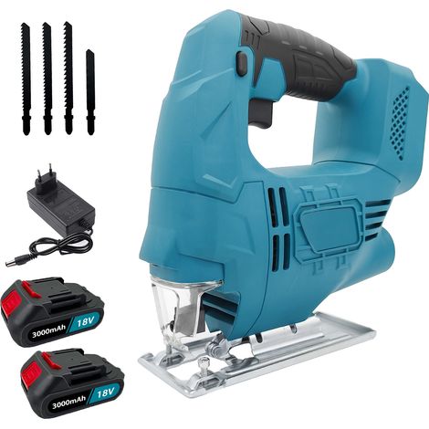 Teetok – Scie sauteuse sans fil 18V – 2 batteries 3000mAh – Profondeur de coupe 135mm – 4 lames pour métal et bois – Chargeur inclus