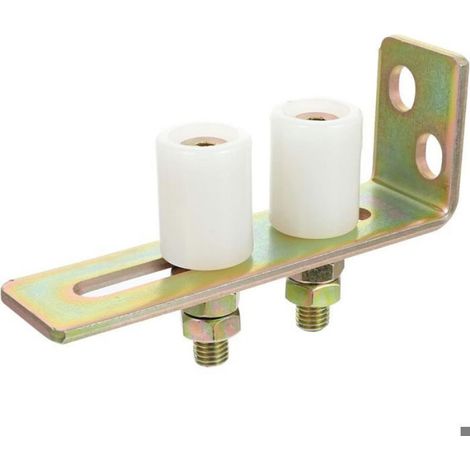 Guide de portail coulissant avec support en L, double rouleau réglable en nylon pour portes-fenêtres coulissantes (1/5)