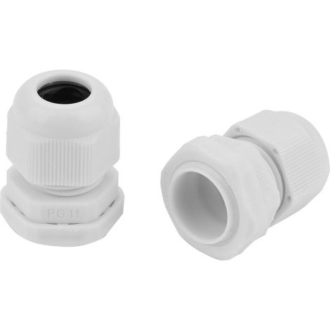 Lot de 10 connecteurs de presse-étoupe étanches IP68 en nylon blanc (PG11) (1/5)