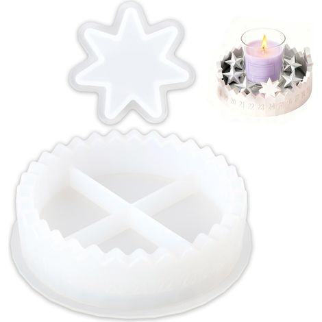 Moules en Silicone de Noël Set – Moule de Calendrier de l'Avent (Chiffres 1-31) + Forme d'Étoile, Support de Bougie DIY & Décoration de Noël pour Résine Époxy, Plâtre & Savon (1/5)