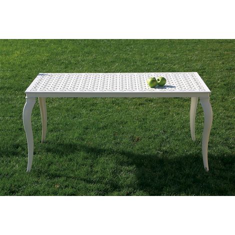 Table de jardin en métal KENYA 152 aluminium laqué blanc