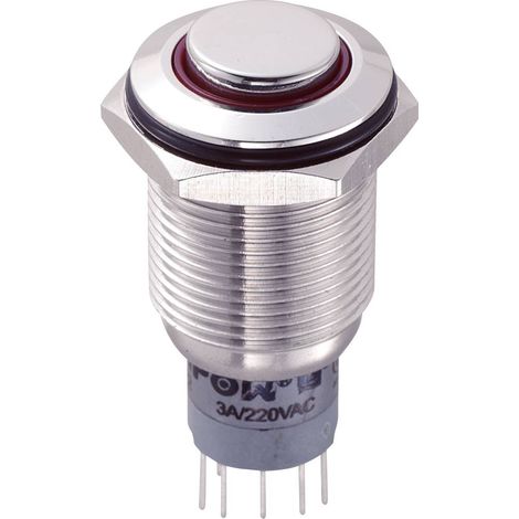TRU COMPONENTS 701781 LAS2GQH-22E/R/12V/S/P Pulsante antivandalo 250 V/AC 3 A 2 x On / (On) Momentaneo Rosso IP65 1 pz. (1/3)