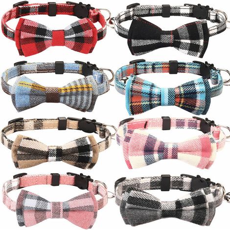 Collier Chat Anti Étranglement, Collier pour Chat avec Clochette et Nœud Papillon, Colliers Mignon pour Chaton et Chats, 8 Pack,, Ensoleillé (1/5)