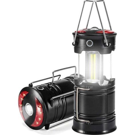 Lot de 2 lanternes de camping, lanternes LED rechargeables, lampes ouragan avec lampe de poche et base aimantée pour le camping, l'ouragan, la randonnée, l'urgence, les pannes (1/4)