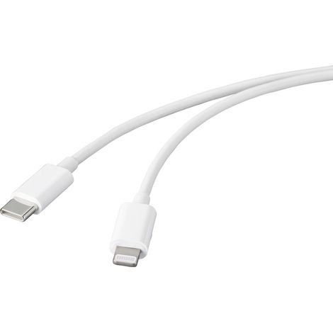 Basetech USB-Kabel  USB 2.0 USB-C® Stecker, Apple Lightning Stecker 1.00 m Weiß  BT-2347613