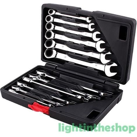 12Pcs Clé À Molette À Cliquet Kit d\'Outil Clé À Molette Clés Mixtes - HTUYEC-A2067