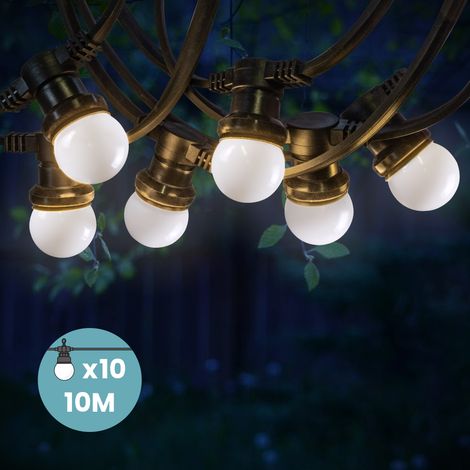 Guirlande Guinguette 10M Blanc IP65 - Guirlande Electrique Exterieur 10 Bulbes - Guirlande Guinguette Exterieur Decoration Romantique, Chic, Déco pour Jardin et Patio (1/5)