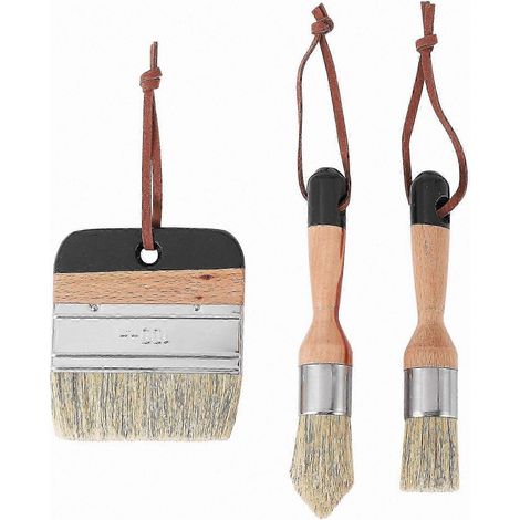Lot de 3 pinceaux à craie et à cire, pinceaux à pochoir à poils pour meubles en bois et décoration murale. (1/4)