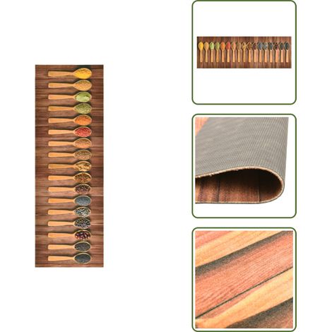 Tappetino antiscivolo - vidaXL Tappetino da Cucina Lavabile Cucchiai 45x150 cm - Tappetino per cucina