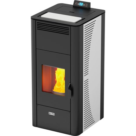 termostufa a pellet canadian stove "idro ceramic 17" bianco 17 kw