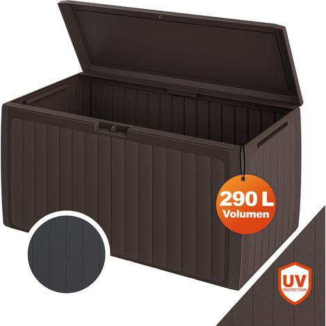 CASARIA® 290L Outdoor Garden Storage Box Weather & UV Resistant Easy Assembly Secure Lid 6 Rollers Ideal for Cushions & Accessories Board PLUS brown (1/5)