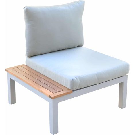 Sillón de Jardín Chillvert Bérgamo Aluminio 78,2x76,6x73 cm Gris con Mesa Incoroporada y Cojines