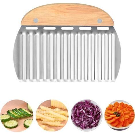 Cuchillo rebanador de papas, cuchillo de hoja ondulada, rebanador de papas fritas ondulado, cortador de papas de hoja ondulada - Crezuo (1/4)