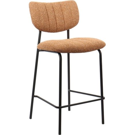Sedia da bancone VENTURA – Tessuto arancione – Piedi in metallo nero – Altezza 97 cm – Stile design/industriale