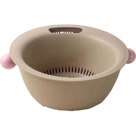 Multifonctionnel double layer légume et fruit washing panier cute rond massif color design thickened pour durability B (1/5)