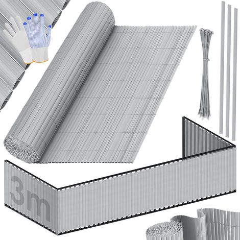KESSER® Tappeto privacy in PVC recinzione privacy per balconi rivestimento frangivento doghe rinforzate resistenti alle intemperie per giardino balcone terrazzo esterno grigio chiaro / 80 x 300 cm (1/5)