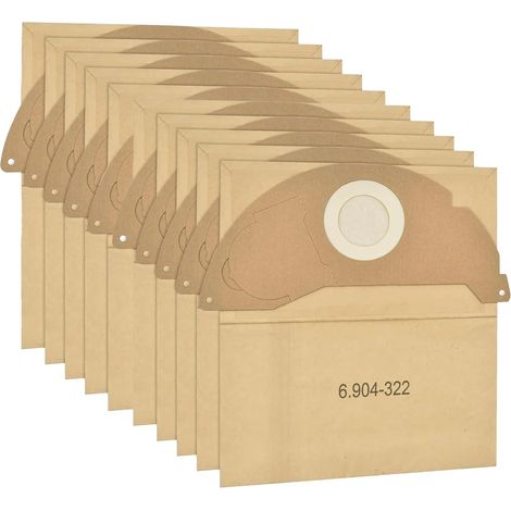Bolsas para aspiradora, compatibles con Kärcher WD2, MV2, WD 2.200 y WD2250, 10 unidades, filtro de papel de gran capacidad y control de olores. (1/4)