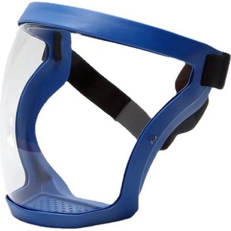 Ultraschützende Gesichtsmaske – Vollgesichtsmaske, klar und langlebig, transparentes Visier, wiederverwendbar, HD-Antibeschlag – Unisex für Erwachsene (blau)