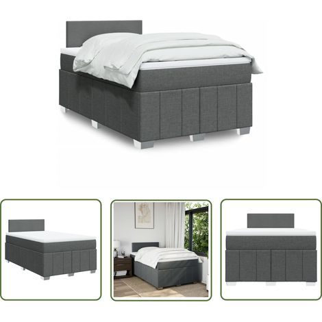 vidaXL Boxspringbett mit Matratze Dunkelgrau 120x200 cm Stoff