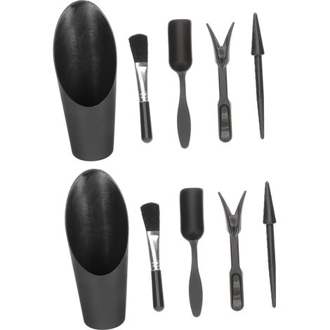 2 Ensembles Ensemble D'outils De Jardin Clips De Support De Plantes Désherbage Rester Scoop Mis en Pot Usine Automne Ficelle De Jardin Kit D'outils De Semis Black Plastique (1/5)