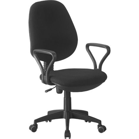 Silla de Oficina o Escritorio Coco, Reposabrazos, Regulable en Altura Tela Negro 58x101-111x60 cm