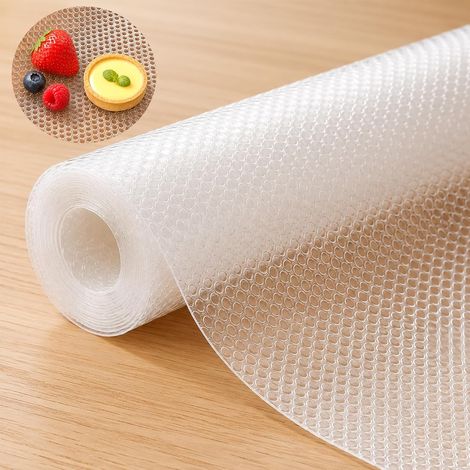 Tappetino trasparente in EVA per ripiani, 30 cm di larghezza x 5 m di lunghezza, antiscivolo per cassetti. (1/5)