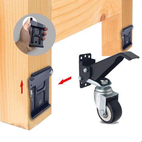 Set di ruote per banco da lavoro con piastra di montaggio rimovibile. Set di ruote retrattili (1 pz). (1/5)