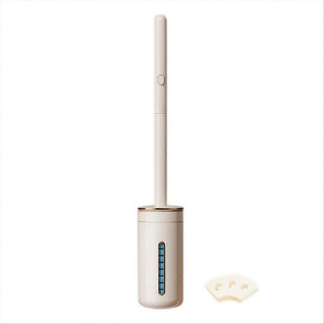 Balai de toilettes écologique à long manche, fixation murale incluse, brosse WC durable avec support mural, design hygiénique pour salle de bain, modèle robuste et compact (1/5)