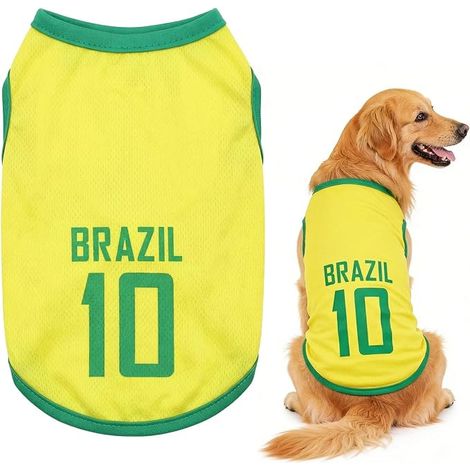 Shirt Chien Chihuahua T Shirt Pour Chien Combinaison Tee Shirt Chien Tshirt Pyjama Pour Chien Vêtement Sportif Football (L, Jaune) (1/5)