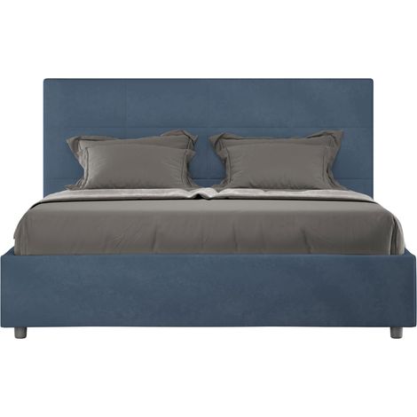 Letto contenitore da 160x200 in microfibra blu Mika (1/5)