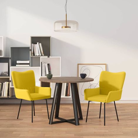 vidaXL Chaises à manger lot de 2 Jaune Velours (1/5)
